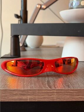 Balenciaga low profile Red Mirrored Wrap Sunglasses (rare)